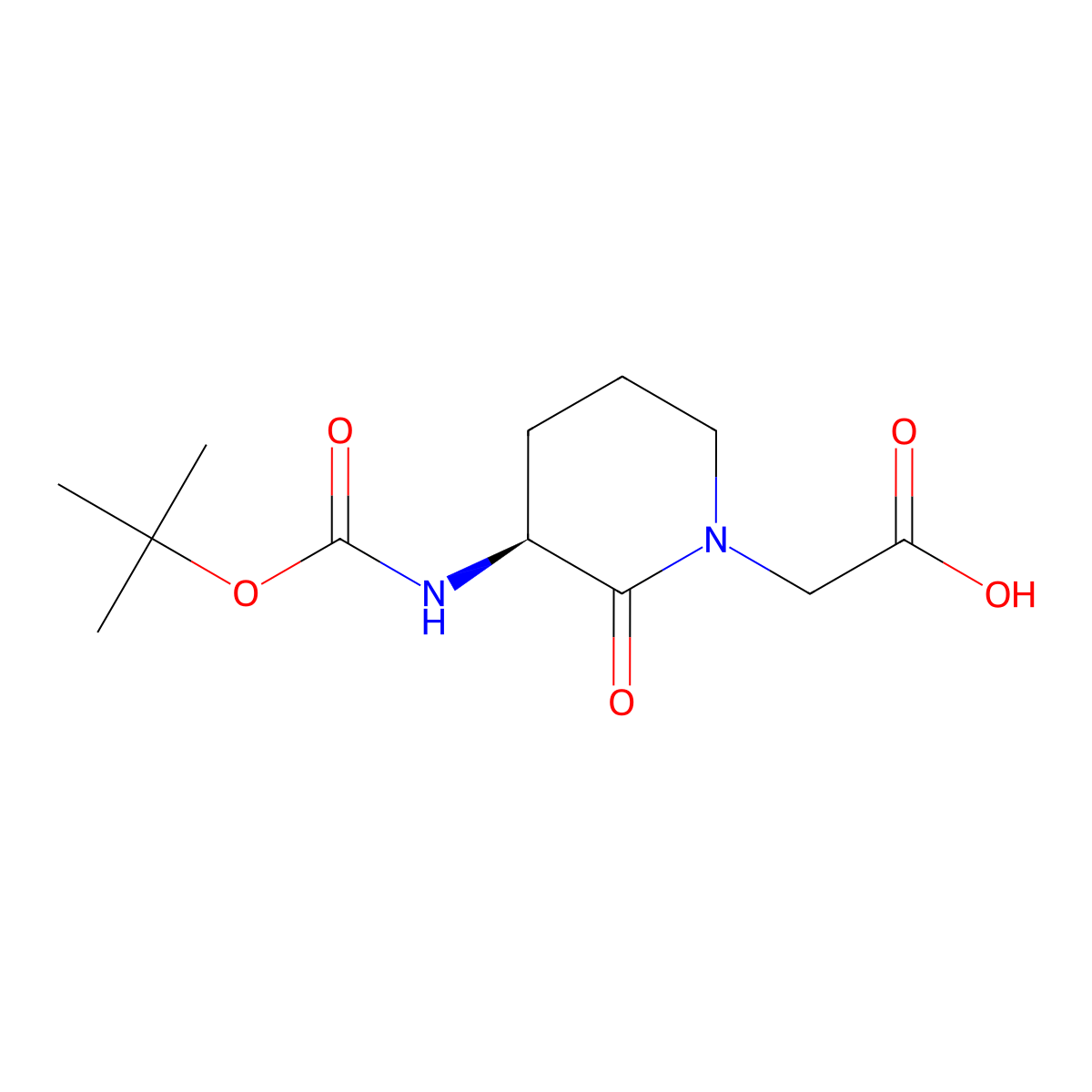 (S)-2-(3-(tert-Butoxycarbonylamino)-2-oxopiperidin-1-yl)acetic acid molecular structure, CAS 74411-97-5