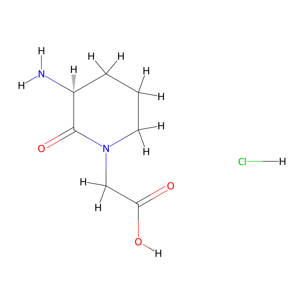 (s)-2-(3-Amino-2-oxopiperidin-1-yl)acetic acid hydrochloride molecular structure, CAS 74411-98-6