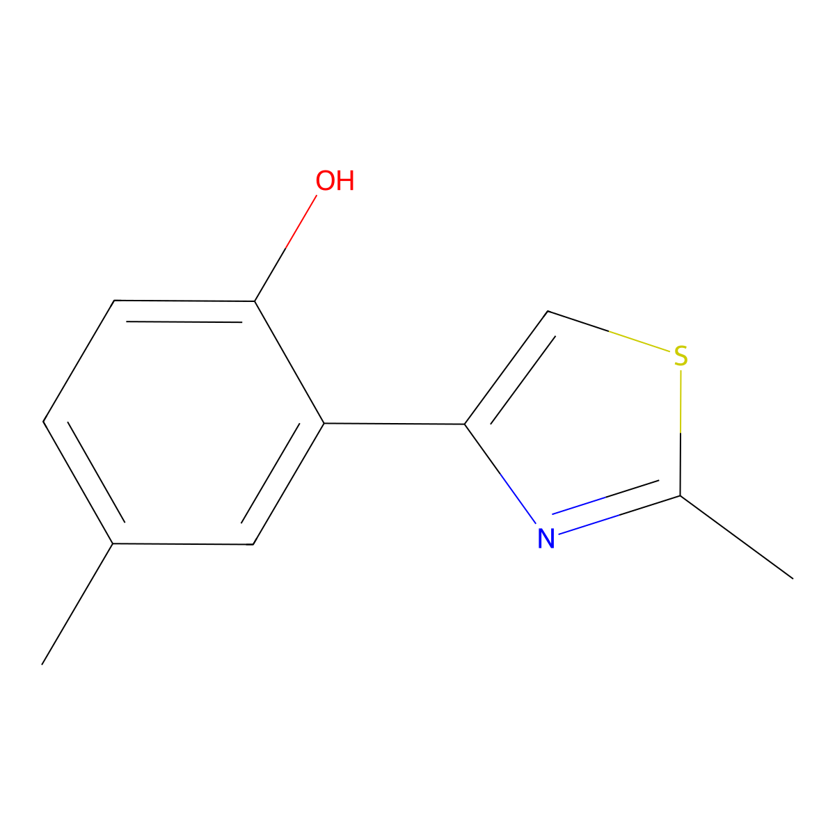 4-Methyl-2-(2-methylthiazol-4-yl)phenol molecular structure, CAS 744152-38-3