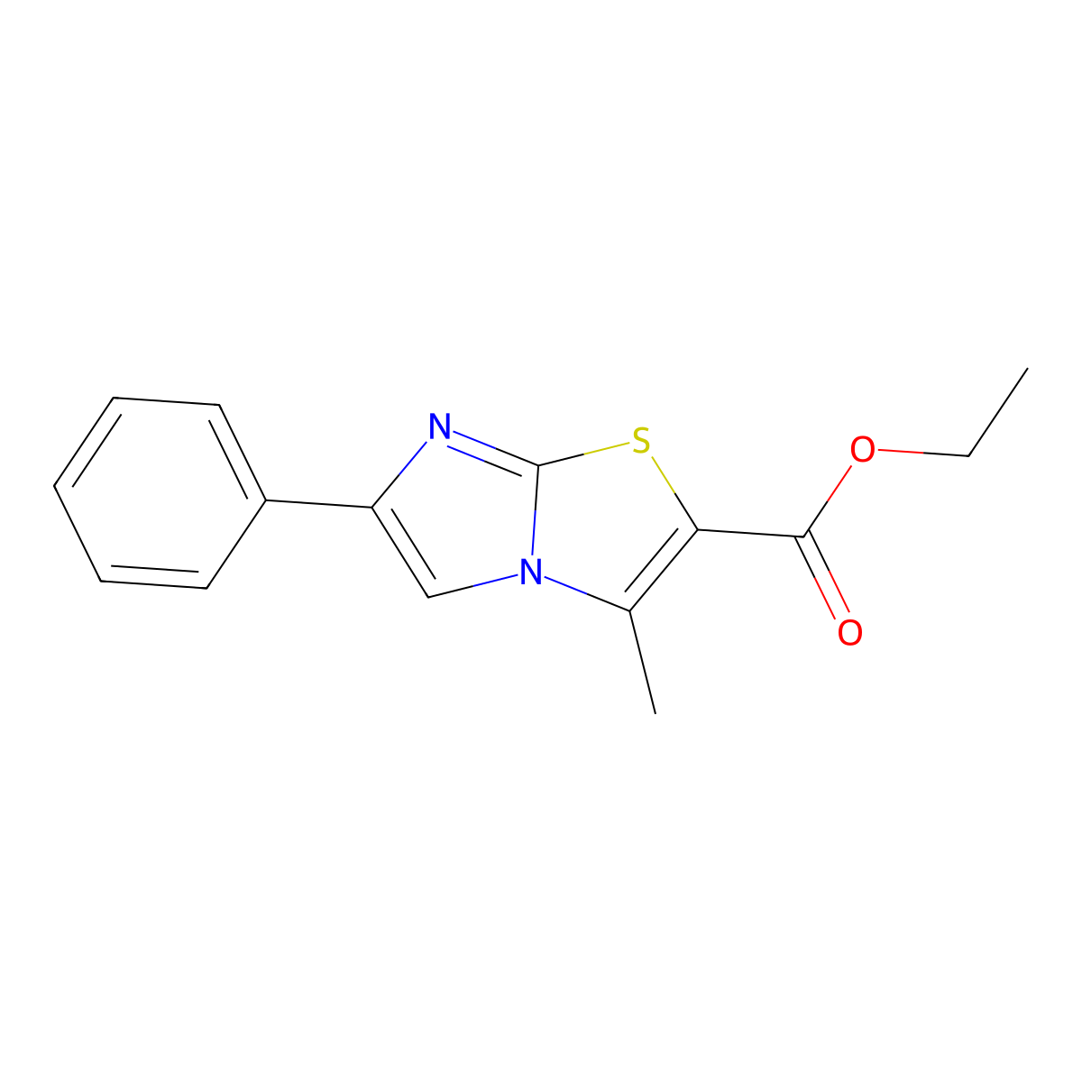 Ethyl 3-methyl-6-phenylimidazo[2,1-b]thiazole-2-carboxylate molecular structure, CAS 74416-91-4