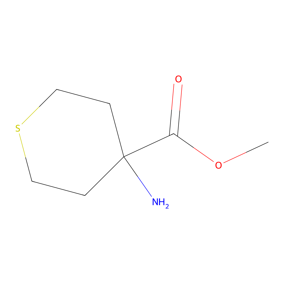 Methyl 4-aminothiane-4-carboxylate molecular structure, CAS 744176-43-0