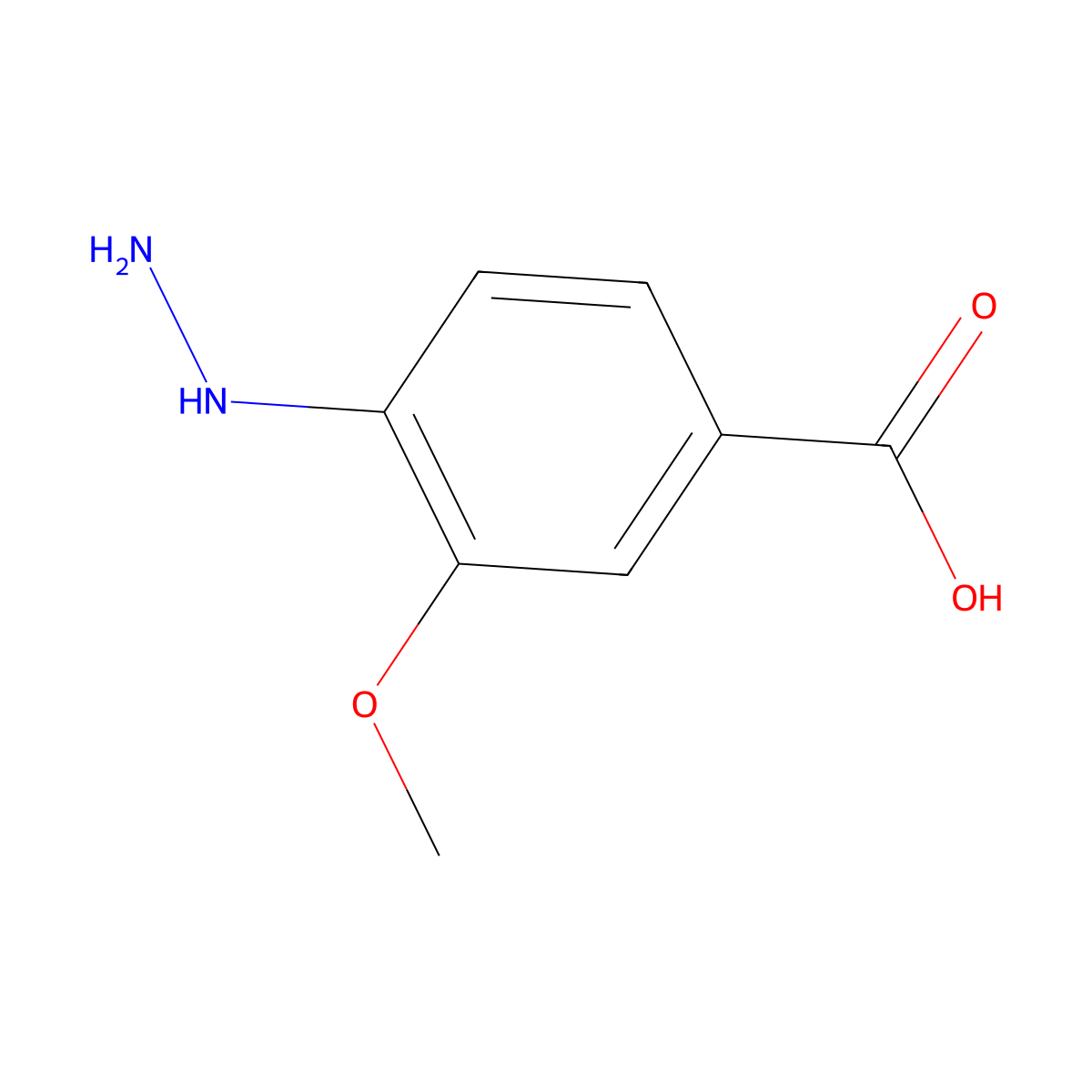 4-Hydrazinyl-3-methoxybenzoic acid molecular structure, CAS 744180-25-4