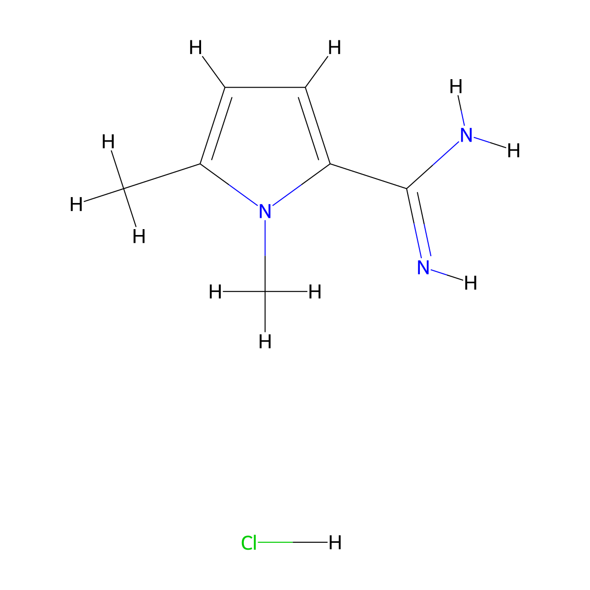 1,5-dimethyl-1H-pyrrole-2-carboximidamide hydrochloride molecular structure, CAS 744193-07-5