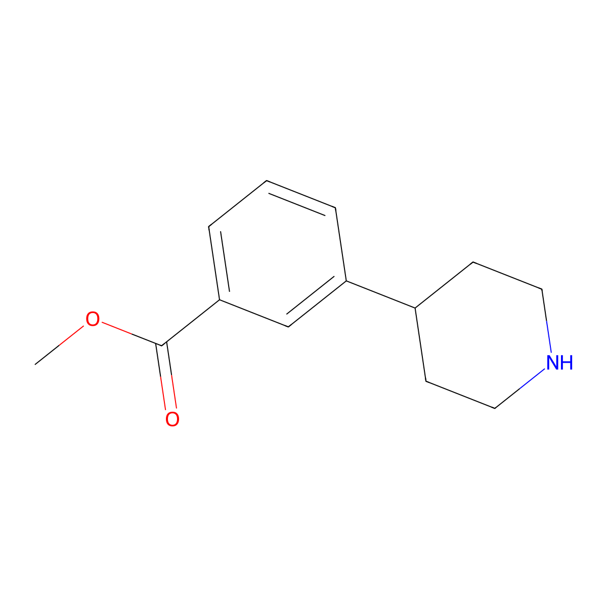 Methyl 3-(piperidin-4-yl)benzoate molecular structure, CAS 744197-23-7
