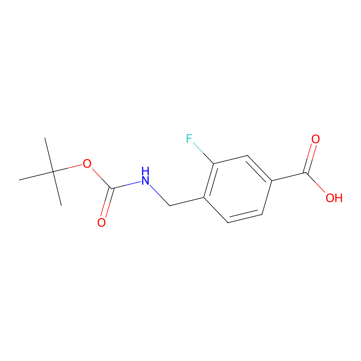 4-((((Tert-butoxy)carbonyl)amino)methyl)-3-fluorobenzoic acid molecular structure, CAS 744200-37-1