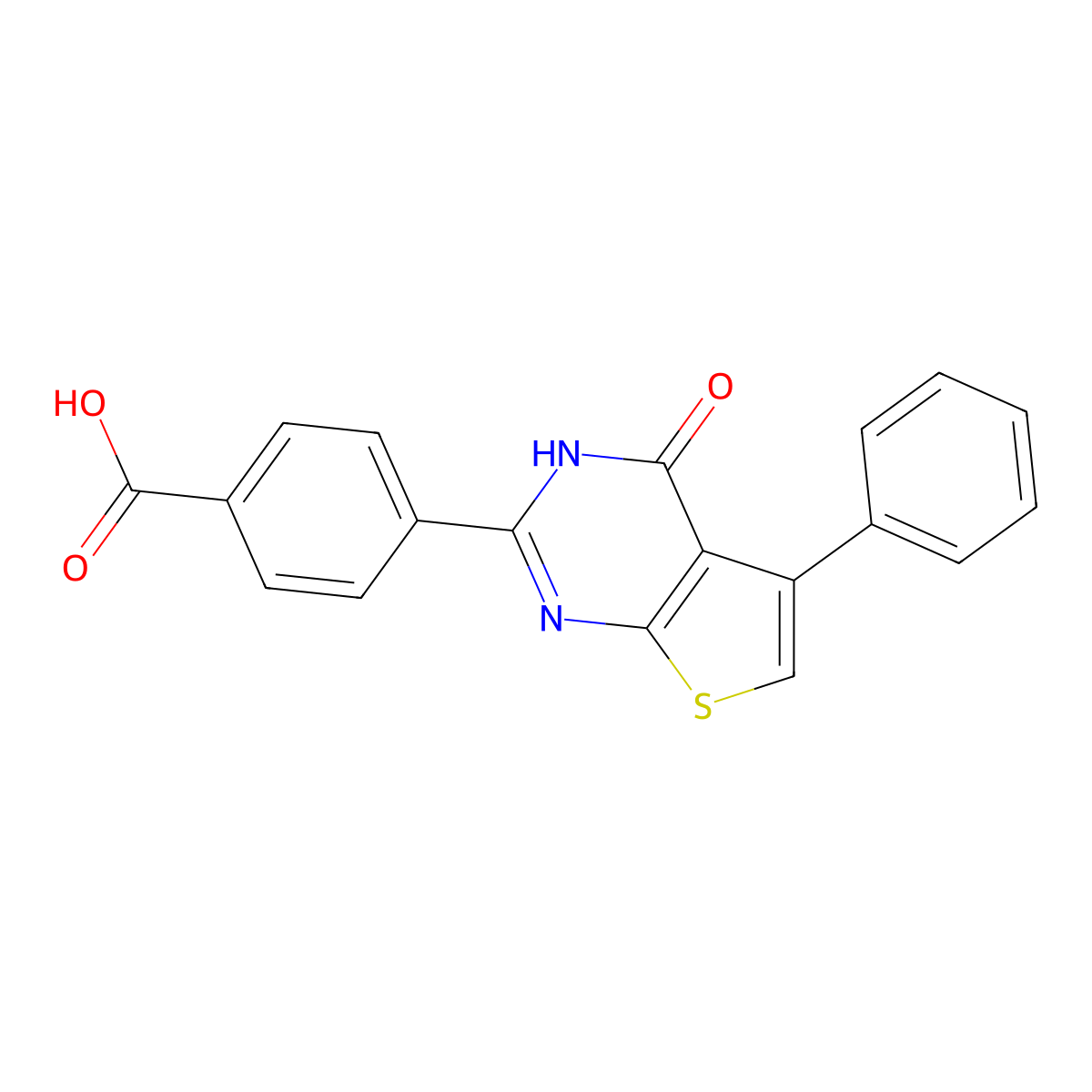 4-{4-oxo-5-phenyl-3H,4H-thieno[2,3-d]pyrimidin-2-yl}benzoic acid molecular structure, CAS 744204-83-9