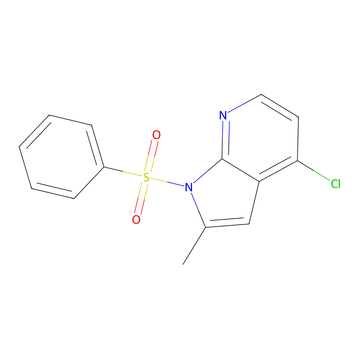 4-chloro-2-methyl-1-(phenylsulfonyl)-1H-pyrrolo[2,3-b]pyridine molecular structure, CAS 744209-64-1