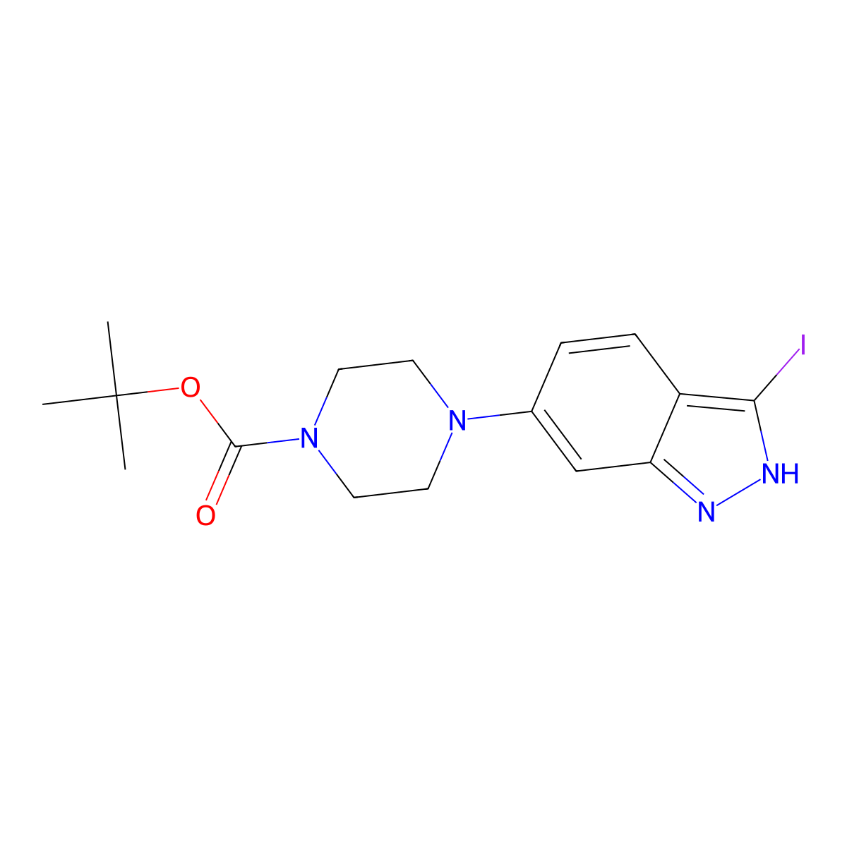 tert-Butyl 4-(3-iodo-1H-indazol-6-yl)piperazine-1-carboxylate molecular structure, CAS 744219-44-1