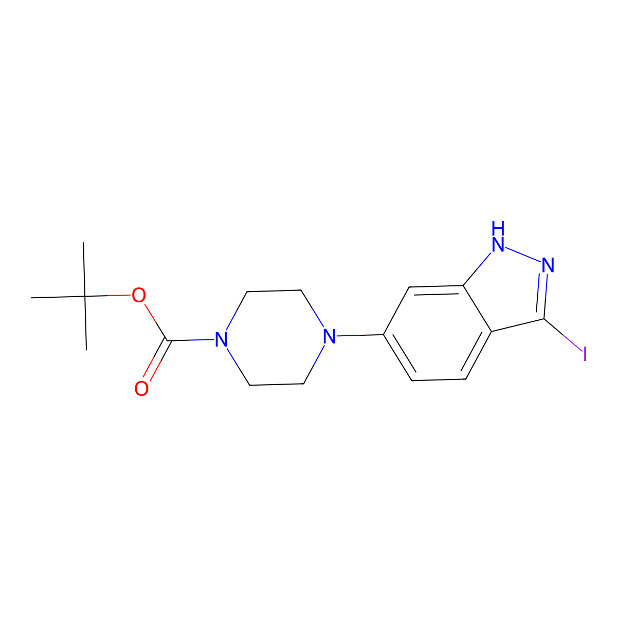 tert-Butyl 4-(3-iodo-1H-indazol-6-yl)piperazine-1-carboxylate molecular structure, CAS 744219-44-1