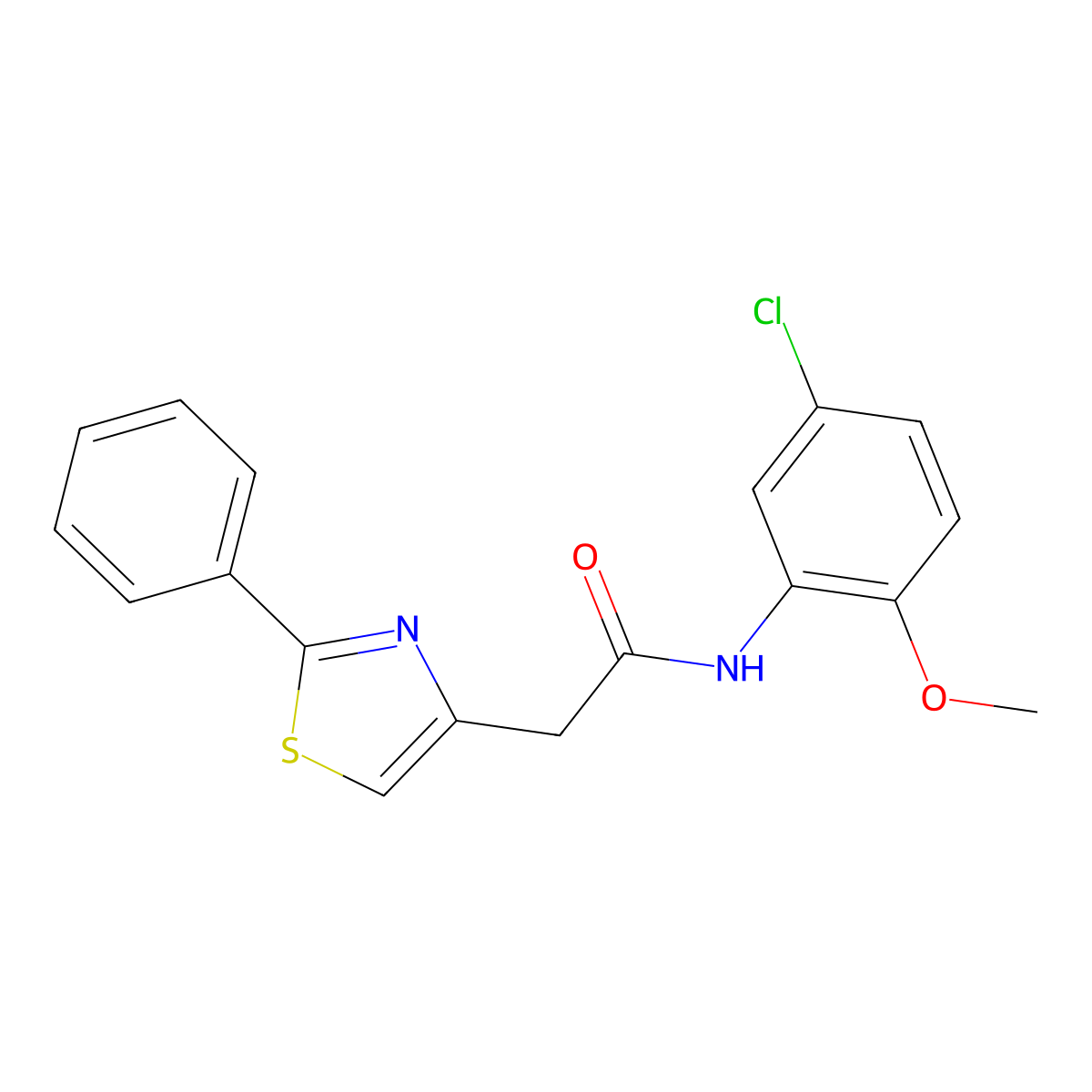 N-(5-chloro-2-methoxyphenyl)-2-(2-phenyl-1,3-thiazol-4-yl)acetamide molecular structure, CAS 744225-43-2