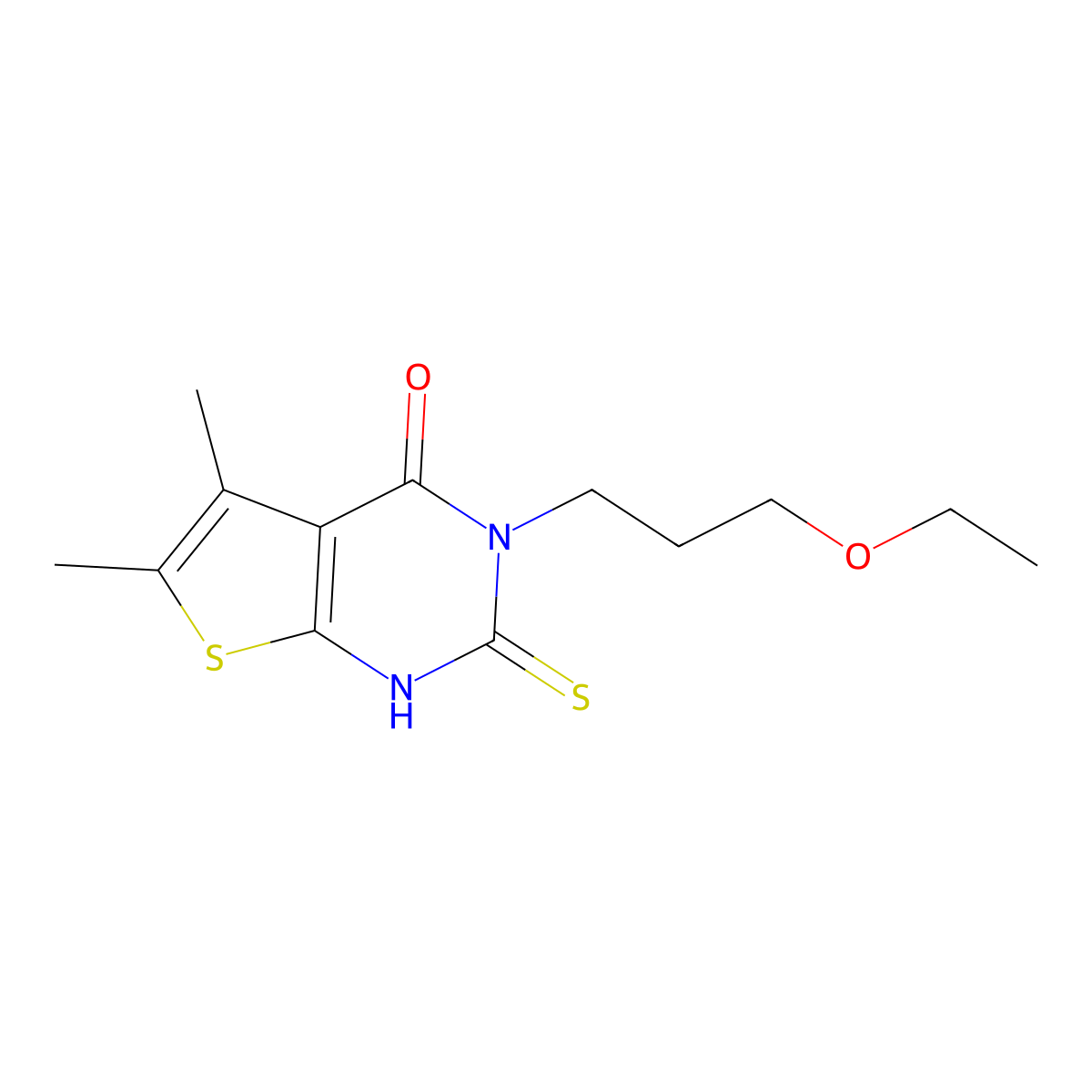 3-(3-ethoxypropyl)-5,6-dimethyl-2-sulfanyl-3H,4H-thieno[2,3-d]pyrimidin-4-one molecular structure, CAS 744227-02-9