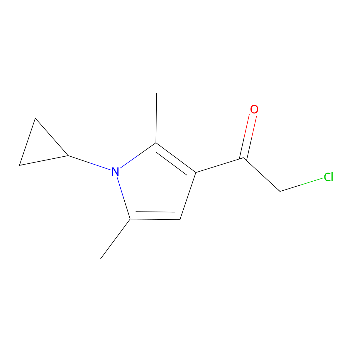 2-chloro-1-(1-cyclopropyl-2,5-dimethyl-1H-pyrrol-3-yl)ethan-1-one molecular structure, CAS 744227-04-1