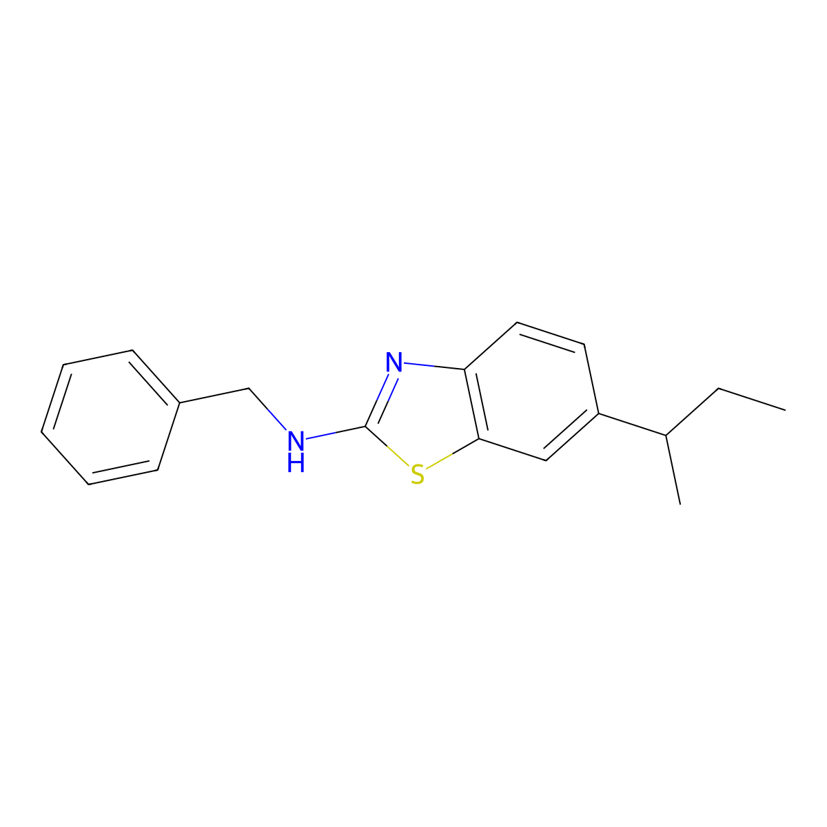 N-benzyl-6-(butan-2-yl)-1,3-benzothiazol-2-amine molecular structure, CAS 744227-06-3