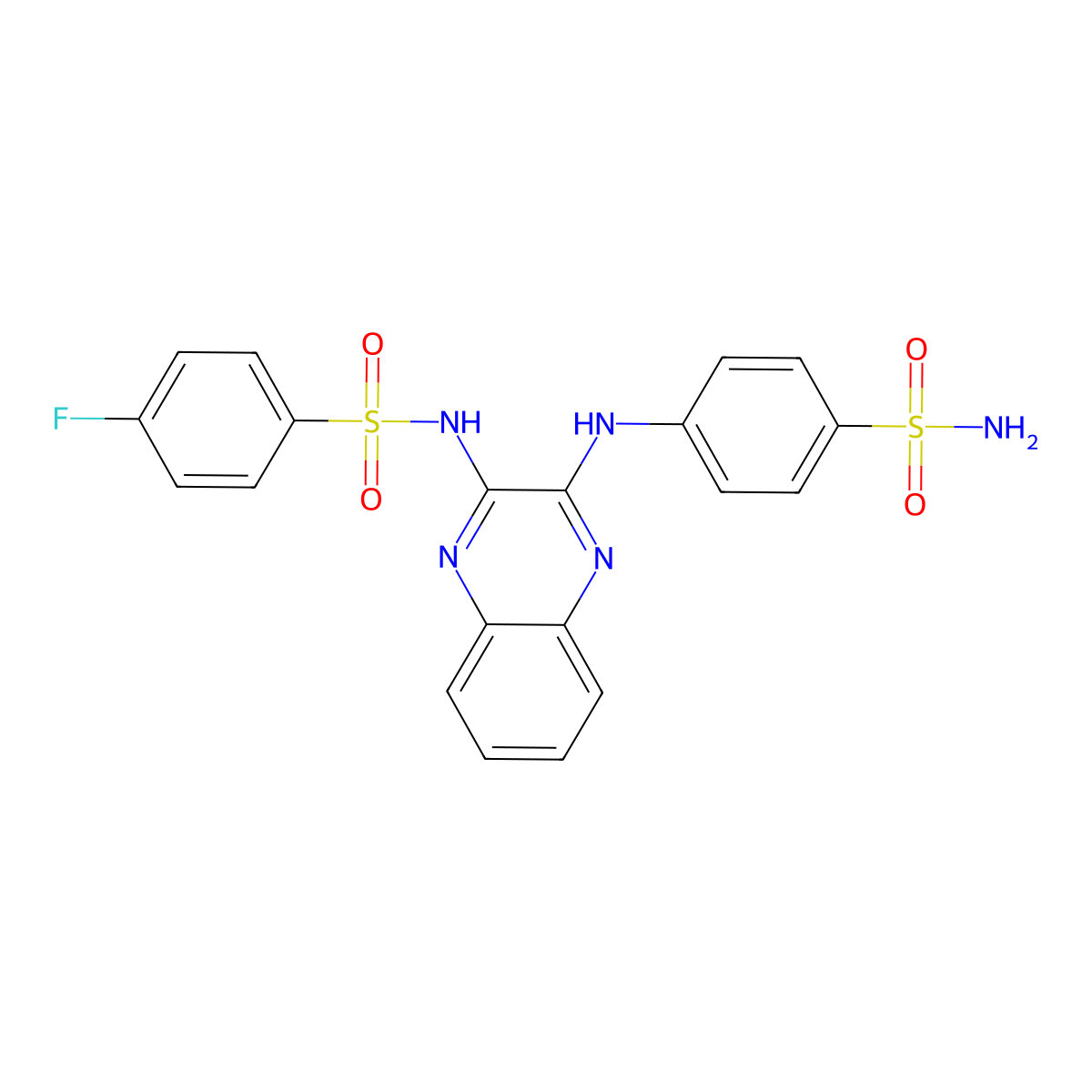 4-{[3-(4-Fluorobenzenesulfonamido)quinoxalin-2-yl]amino}benzene-1-sulfonamide molecular structure, CAS 744230-54-4