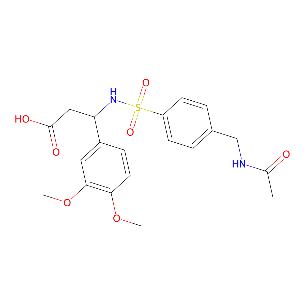 3-(3,4-Dimethoxyphenyl)-3-[4-(acetamidomethyl)benzenesulfonamido]propanoic acid molecular structure, CAS 744230-56-6