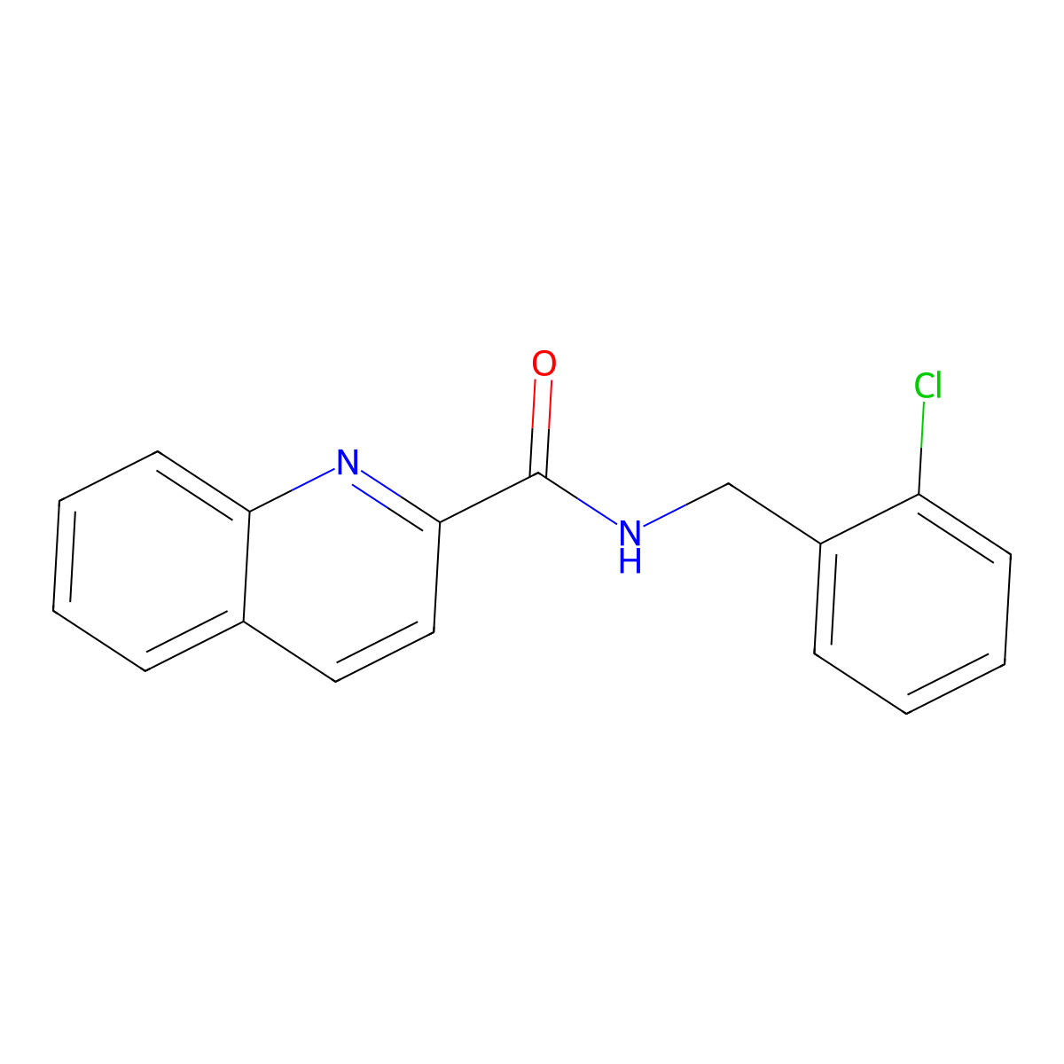 N-[(2-chlorophenyl)methyl]quinoline-2-carboxamide molecular structure, CAS 744231-21-8