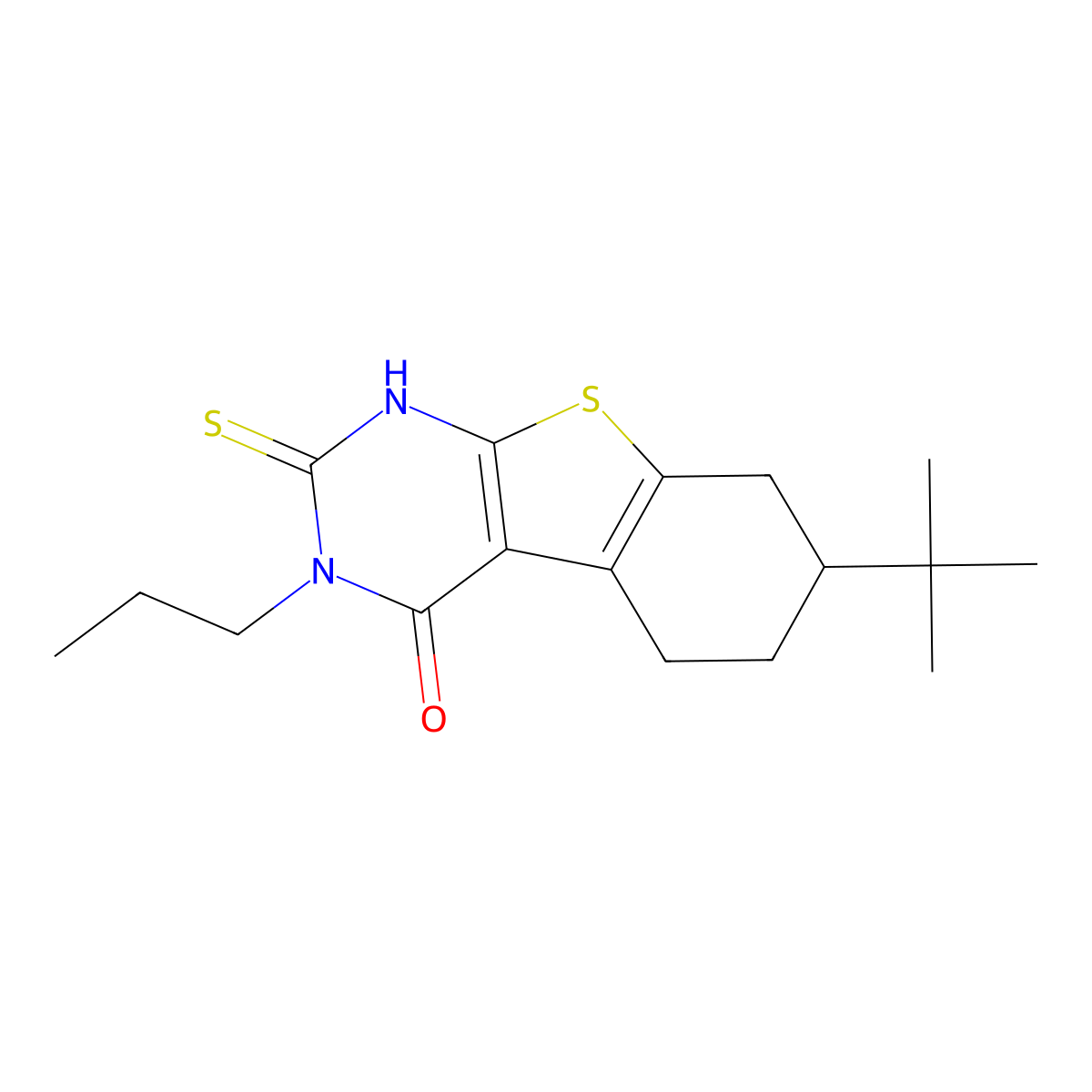 11-tert-Butyl-4-propyl-5-sulfanyl-8-thia-4,6-diazatricyclo[7.4.0.0,2,7]trideca-1(9),2(7),5-trien-3-one molecular structure, CAS 744241-98-3