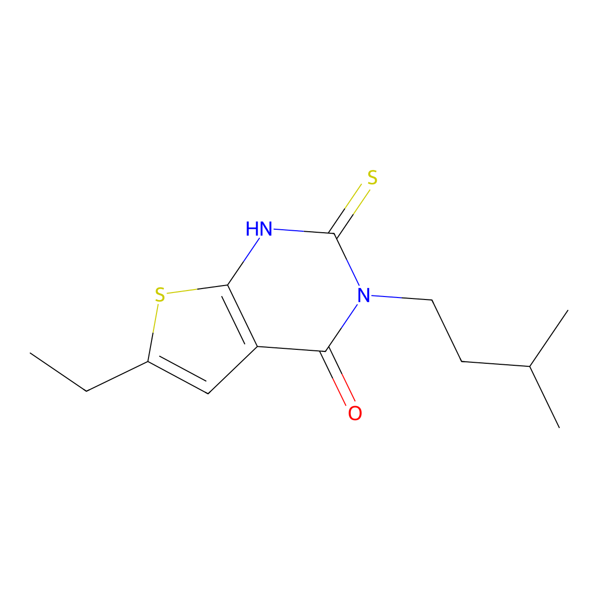 6-ethyl-3-(3-methylbutyl)-2-sulfanyl-3H,4H-thieno[2,3-d]pyrimidin-4-one molecular structure, CAS 744242-05-5