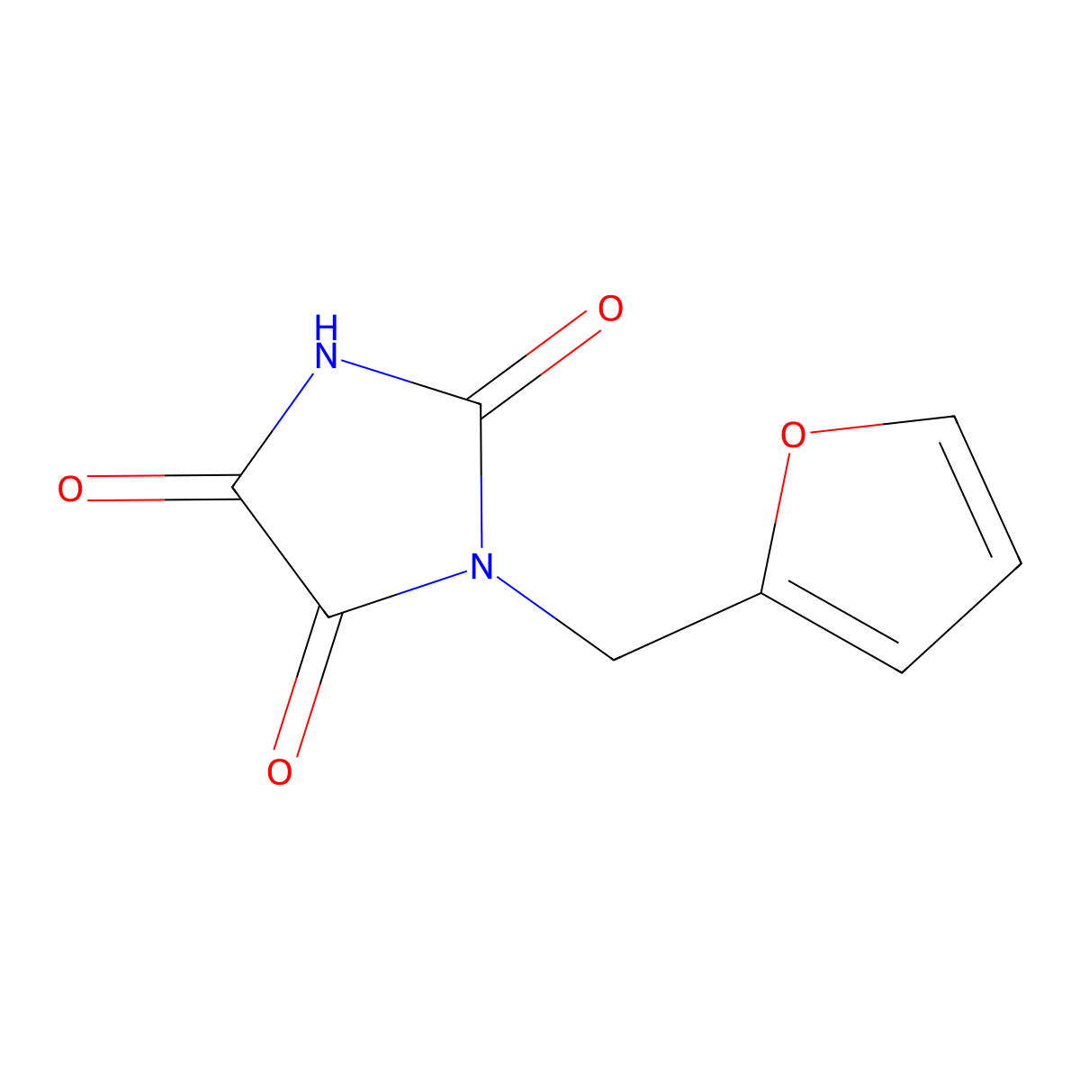 1-(2-Furanylmethyl)-2,4,5-imidazolidinetrione molecular structure, CAS 744243-43-4
