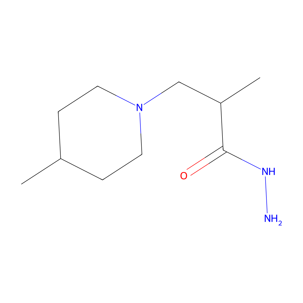 2-Methyl-3-(4-methylpiperidin-1-yl)propanehydrazide molecular structure, CAS 744243-56-9