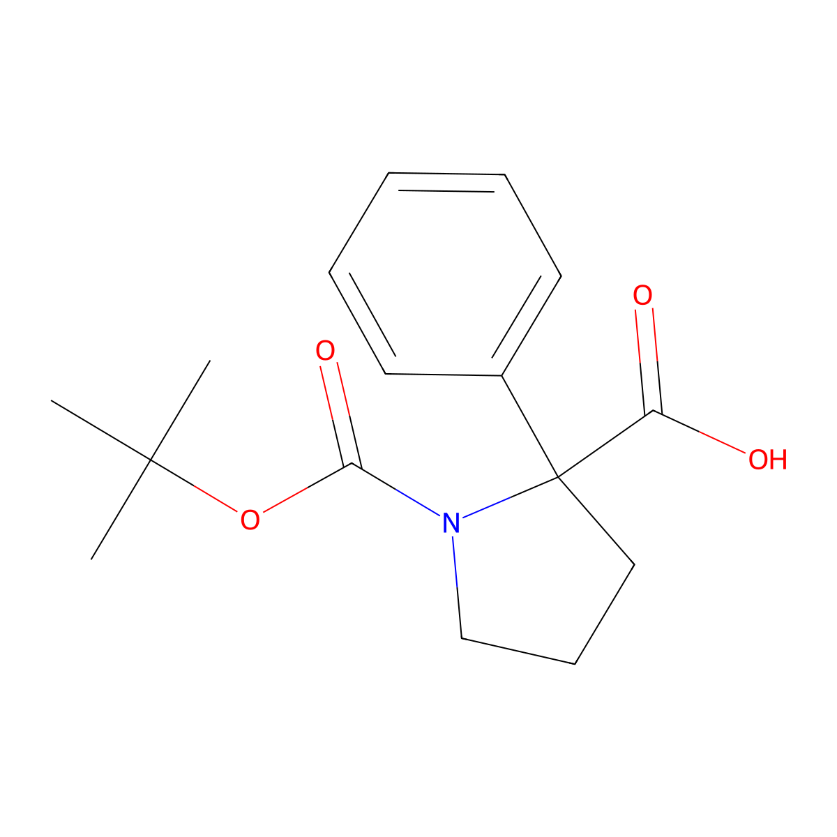 1-(Tert-butoxycarbonyl)-2-phenylpyrrolidine-2-carboxylic acid molecular structure, CAS 744245-06-5