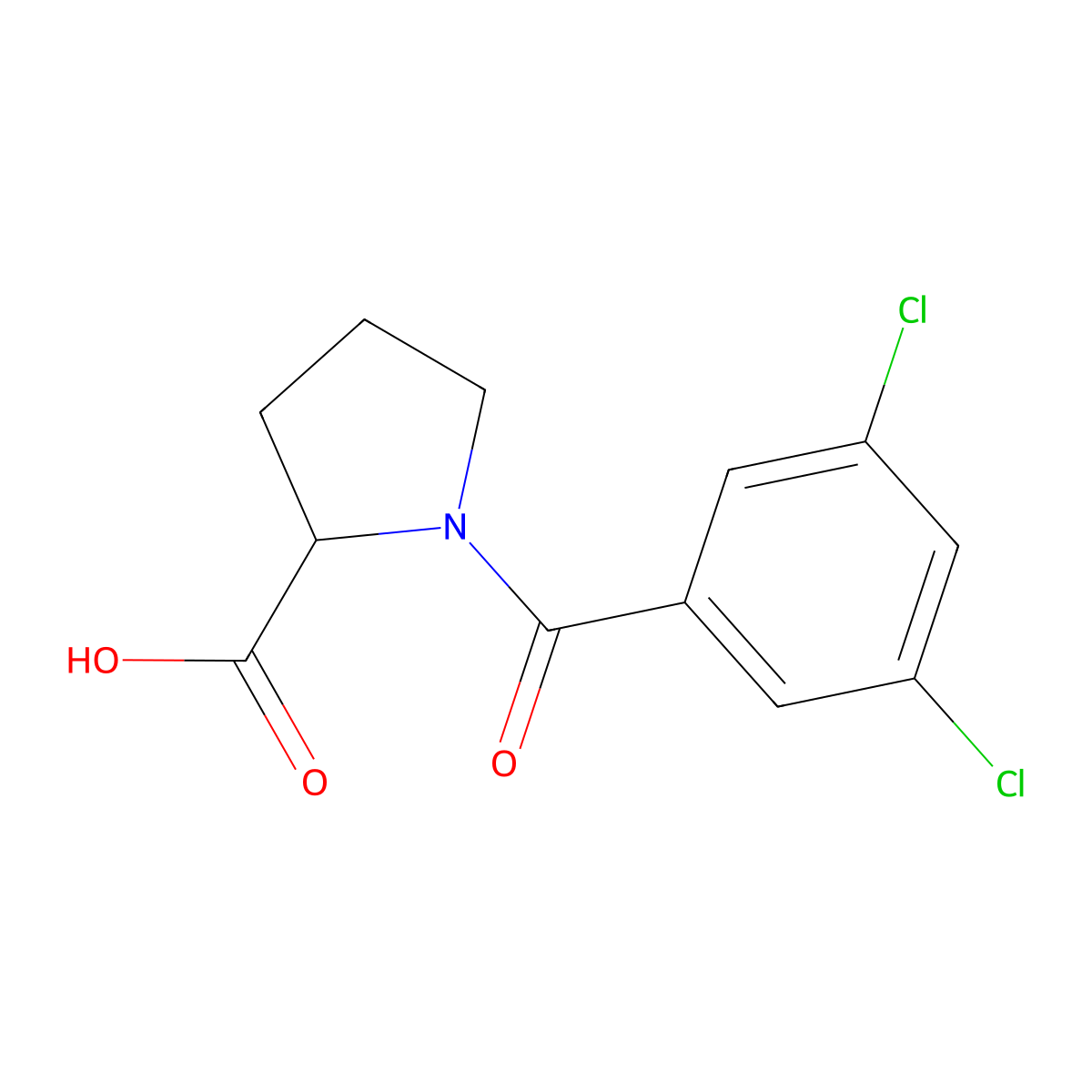 1-(3,5-Dichlorobenzoyl)pyrrolidine-2-carboxylic acid molecular structure, CAS 744253-60-9