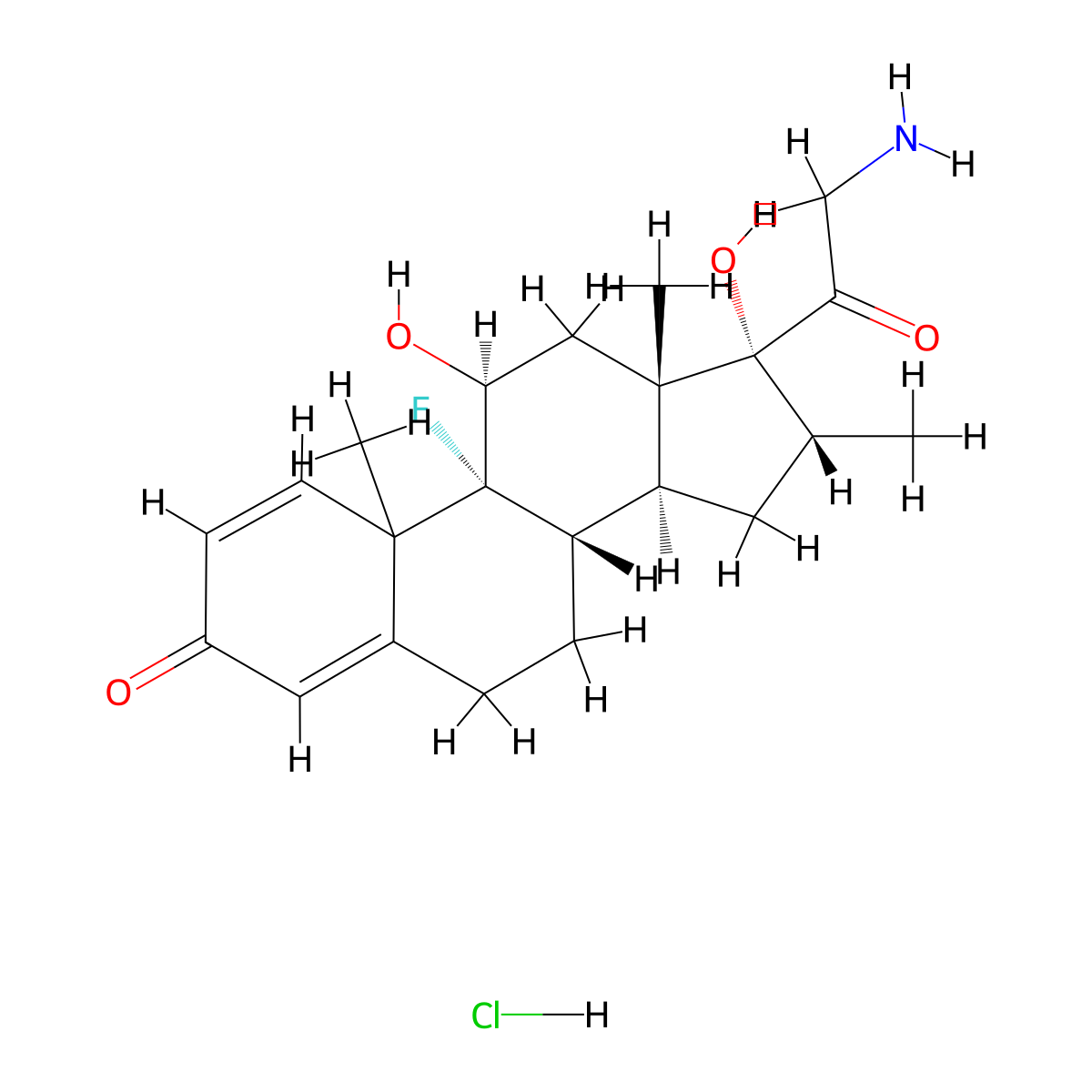 (8S,9R,11S,13S,14S,16R,17R)-17-(2-aminoacetyl)-9-fluoro-11,17-dihydroxy-10,13,16-trimethyl-6,7,8,11,12,14,15,16-octahydrocyclopenta[a]phenanthren-3-one;hydrochloride molecular structure, CAS 744254-10-2