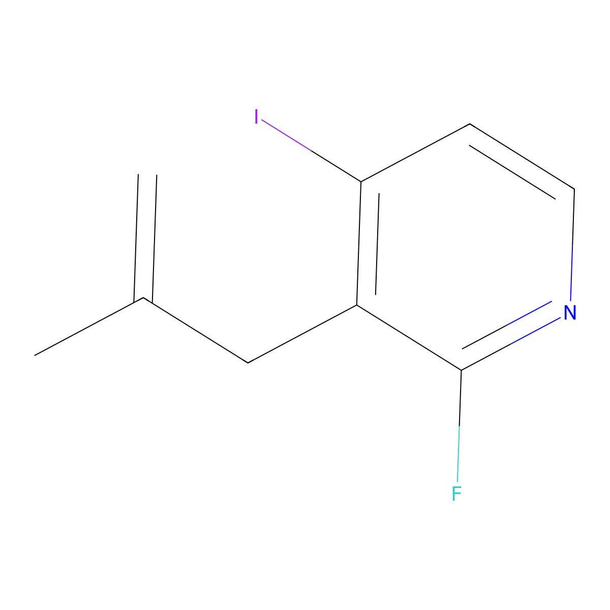 2-Fluoro-4-iodo-3-(2-methylallyl)pyridine molecular structure, CAS 744257-62-3