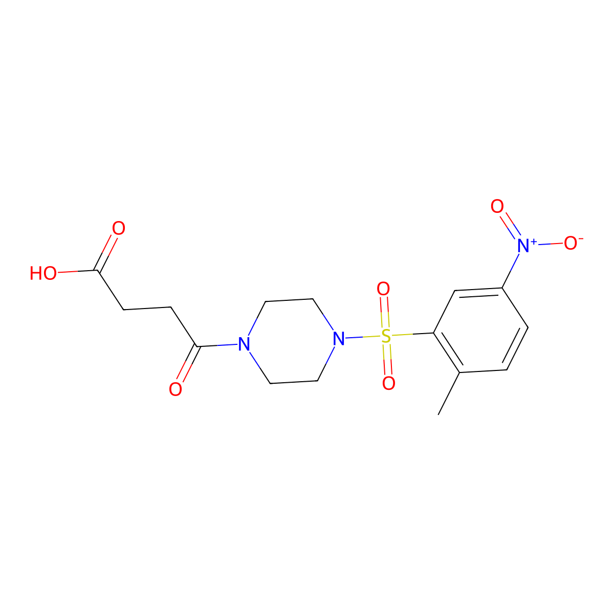 4-[4-(2-Methyl-5-nitrobenzenesulfonyl)piperazin-1-yl]-4-oxobutanoic acid molecular structure, CAS 744264-22-0