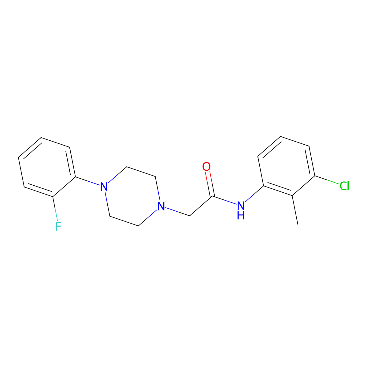 N-(3-chloro-2-methylphenyl)-2-[4-(2-fluorophenyl)piperazin-1-yl]acetamide molecular structure, CAS 744267-57-0