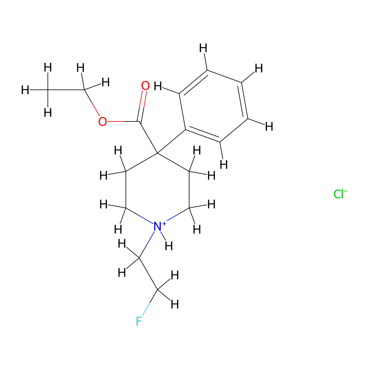 Isonipecotic acid, 1-(2-fluoroethyl)-4-phenyl-, ethyl ester, hydrochloride molecular structure, CAS 74427-19-3