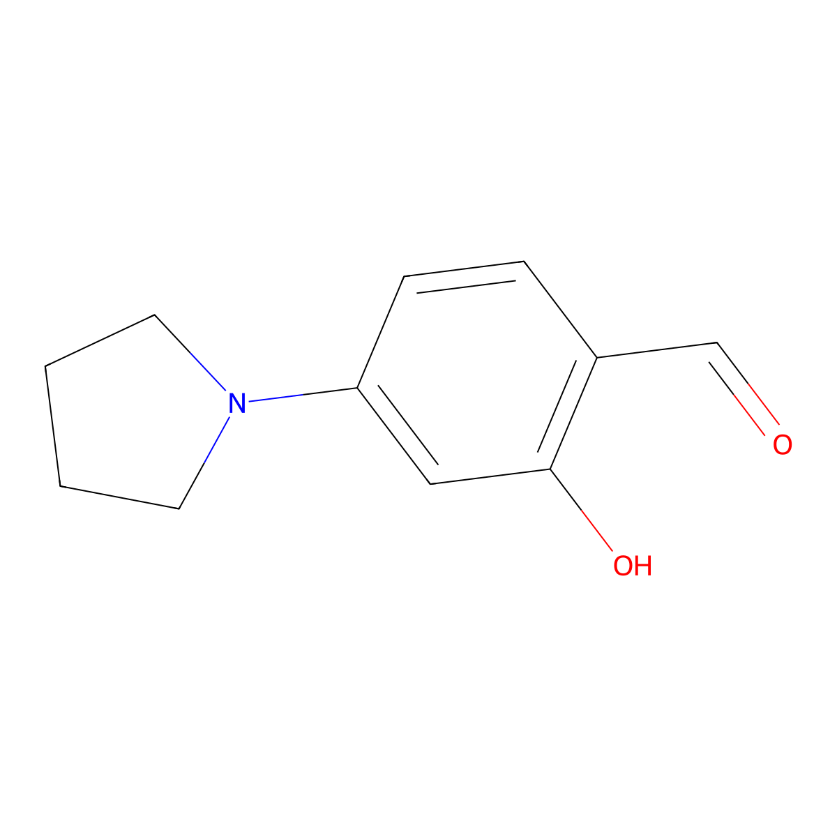 2-Hydroxy-4-(pyrrolidin-1-yl)benzaldehyde molecular structure, CAS 74427-40-0
