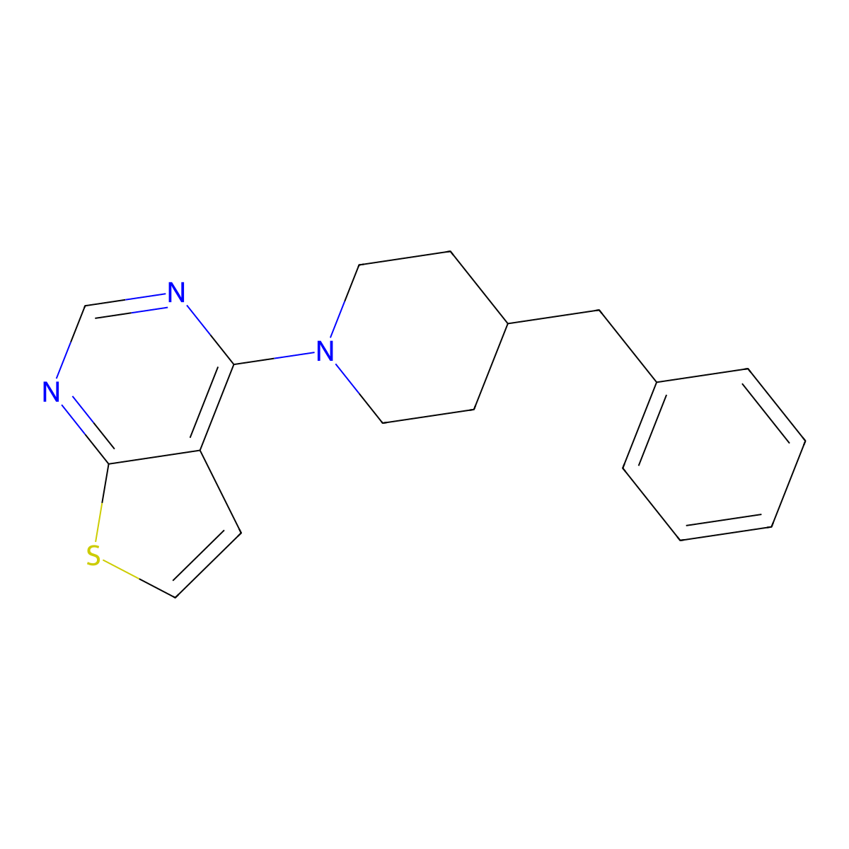 4-Benzyl-1-(thieno(2,3-d)pyrimidin-4-yl)piperidine molecular structure, CAS 744270-00-6