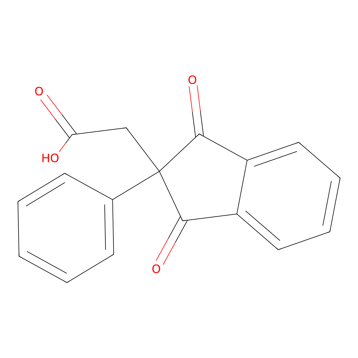 (1,3-dioxo-2-phenyl-2,3-dihydro-1H-inden-2-yl)acetic acid molecular structure, CAS 7443-02-9