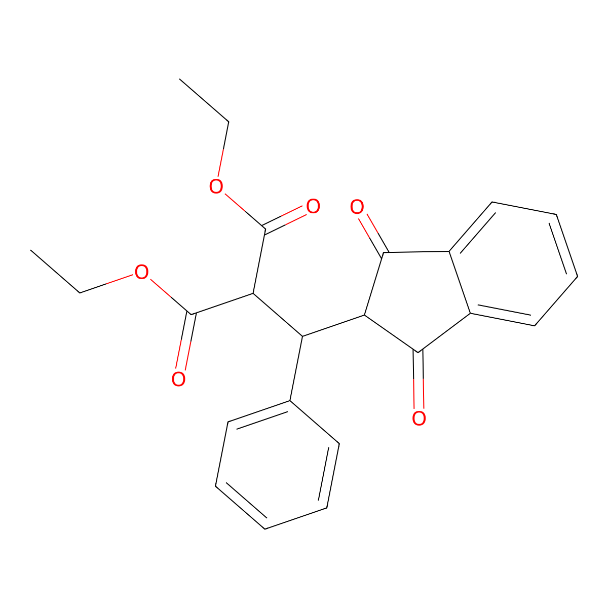 Diethyl 2-[(1,3-dioxoinden-2-yl)-phenylmethyl]propanedioate molecular structure, CAS 7443-11-0