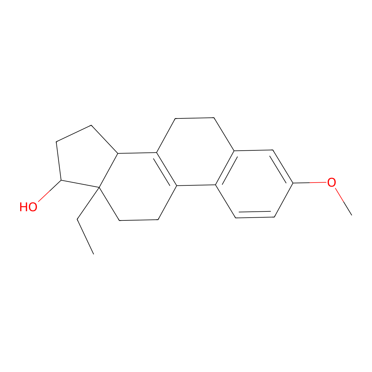 13-Ethyl-3-methoxygona-1,3,5(10),8-tetraen-17beta-ol molecular structure, CAS 7443-72-3