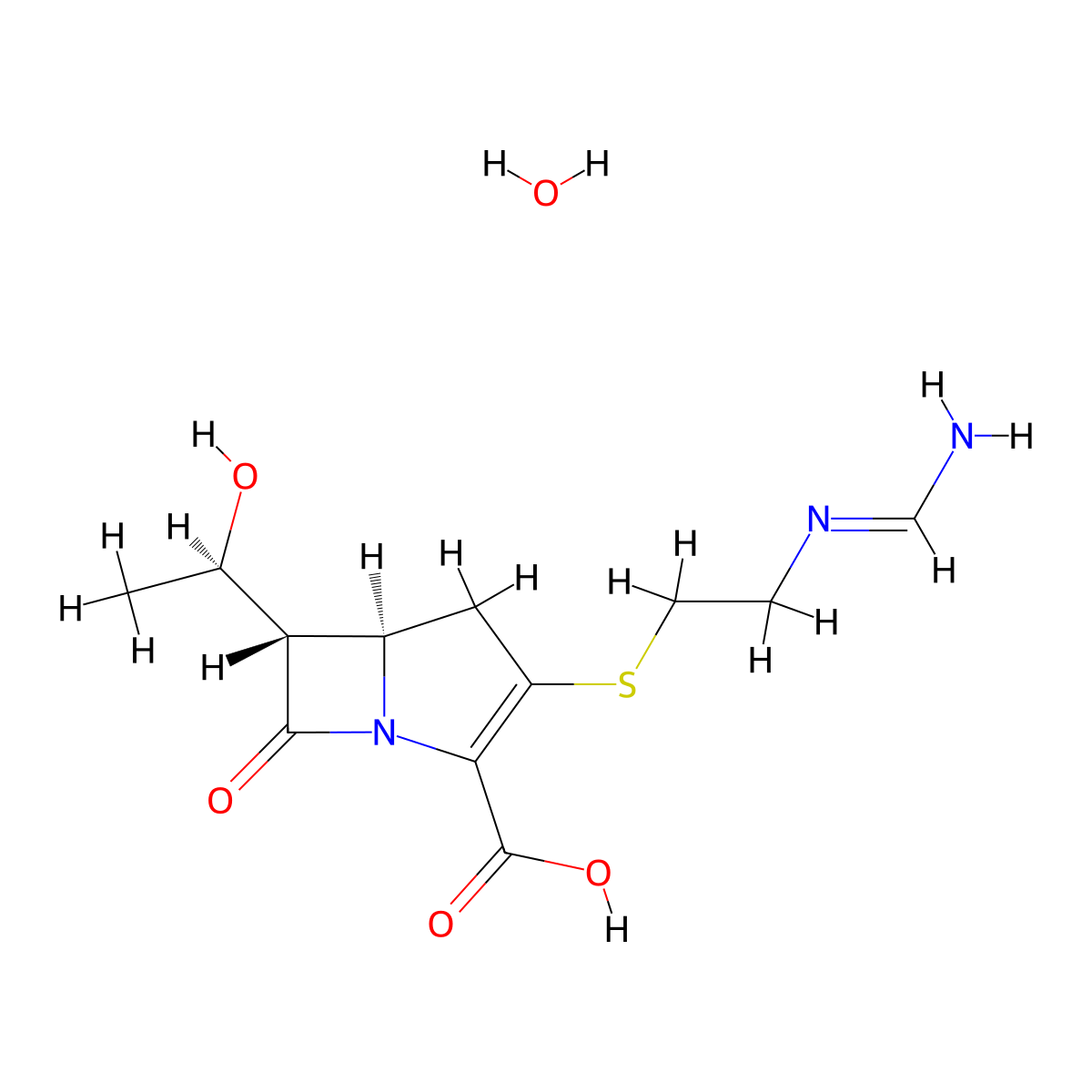 Imipenem monohydrate molecular structure, CAS 74431-23-5