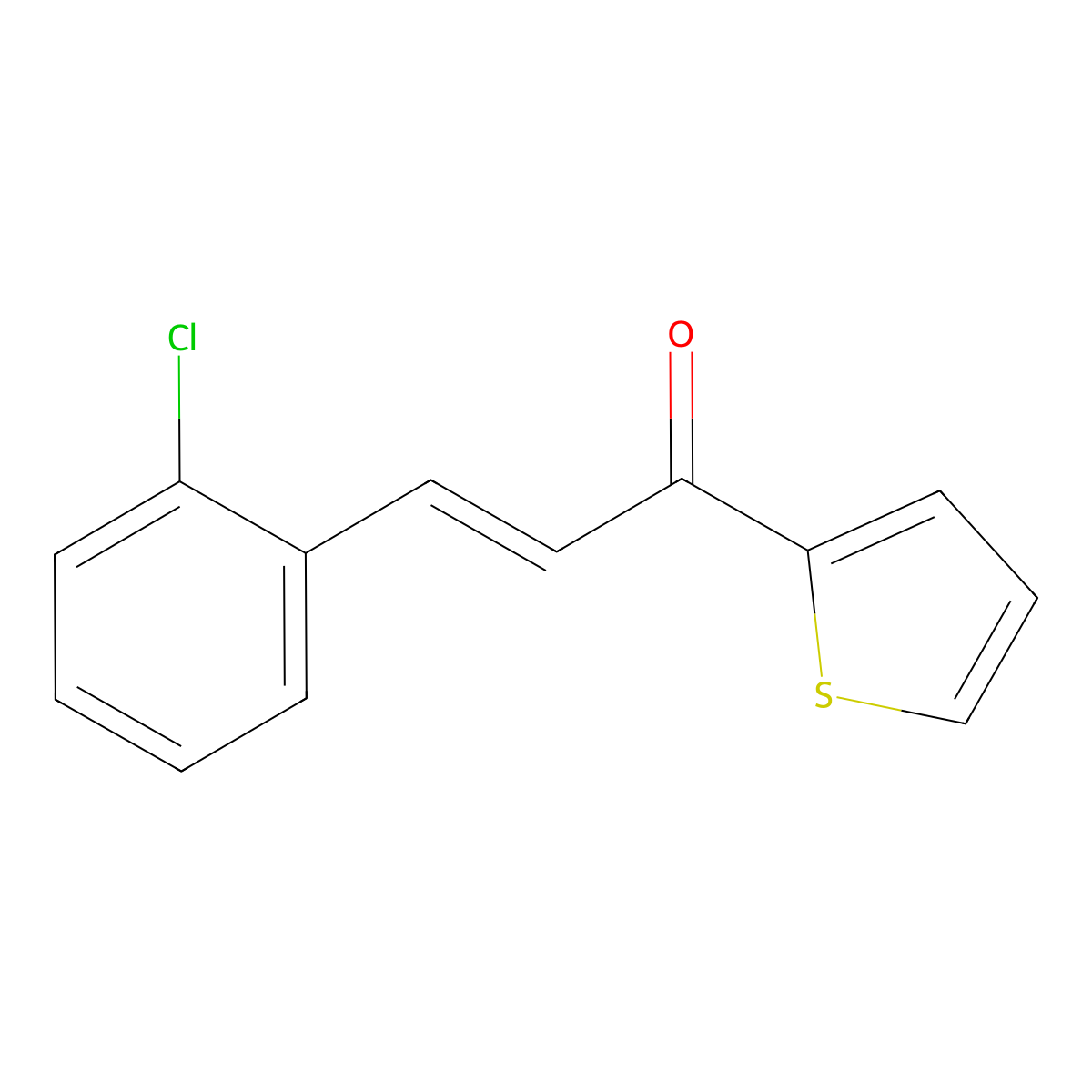 2-Propen-1-one,3-(2-chlorophenyl)-1-(2-thienyl)- molecular structure, CAS 74441-59-1