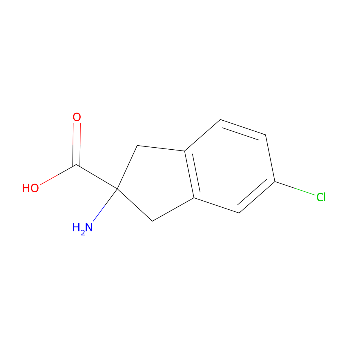 2-amino-5-chloro-2,3-dihydro-1H-indene-2-carboxylic acid molecular structure, CAS 74444-76-1