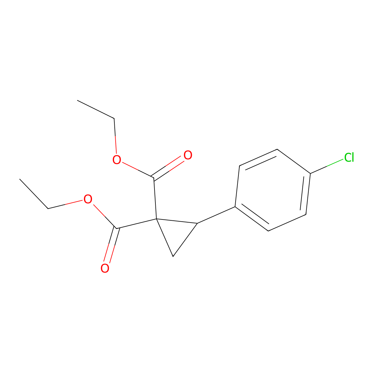 Diethyl 2-(4-chlorophenyl)cyclopropane-1,1-dicarboxylate molecular structure, CAS 74444-83-0