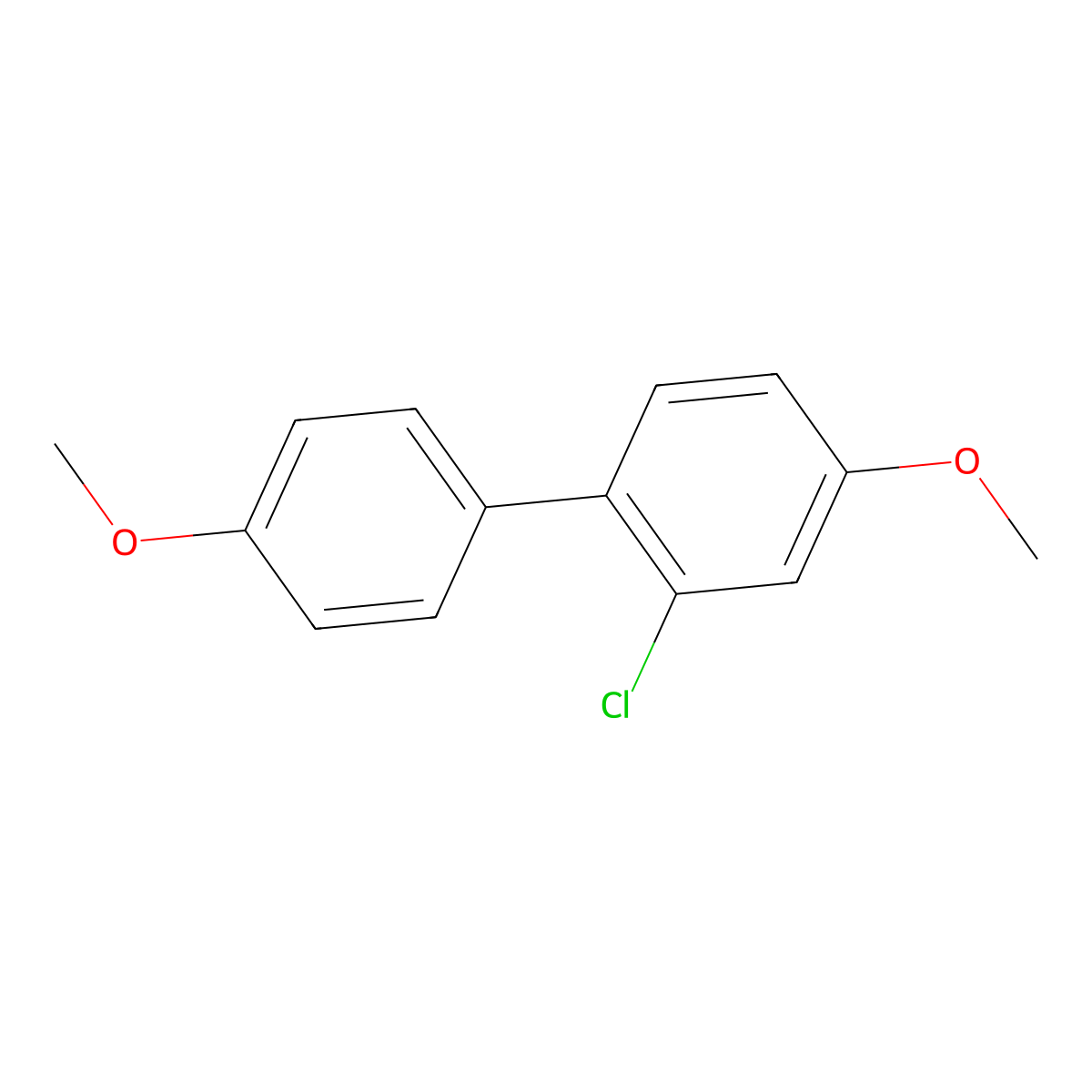 2-Chloro-4,4'-dimethoxy-1,1'-biphenyl molecular structure, CAS 74447-86-2