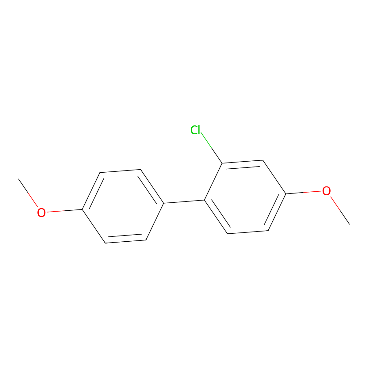 2-Chloro-4,4'-dimethoxy-1,1'-biphenyl molecular structure, CAS 74447-86-2