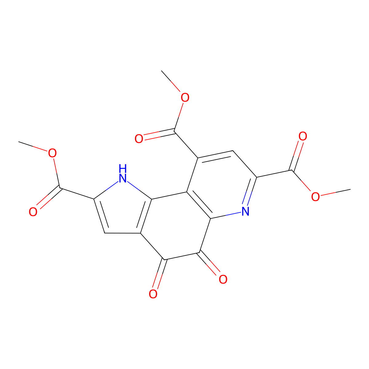 2,7,9-Trimethyl 4,5-dihydro-4,5-dioxo-1H-pyrrolo(2,3-f)quinoline-2,7,9-tricarboxylate molecular structure, CAS 74447-88-4