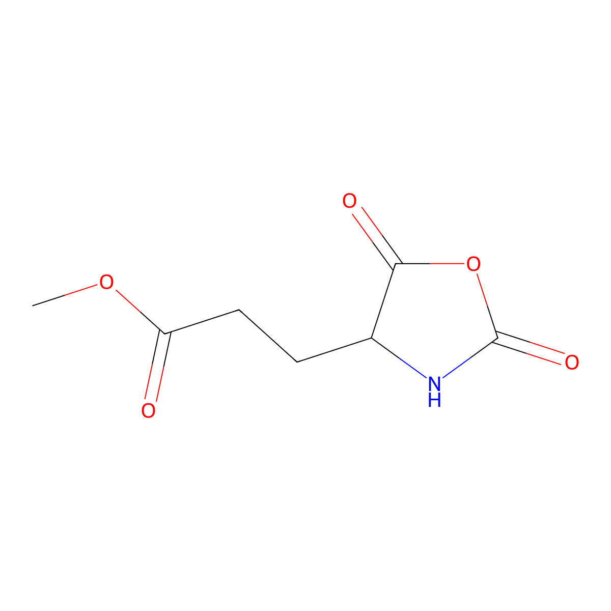 Methyl (S)-2,5-dioxooxazolidine-4-propionate molecular structure, CAS 7445-27-4
