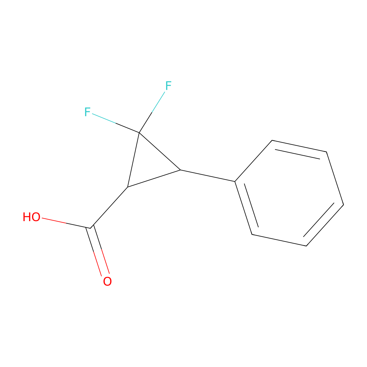 rac-(1R,3R)-2,2-difluoro-3-phenylcyclopropane-1-carboxylic acid molecular structure, CAS 74457-55-9