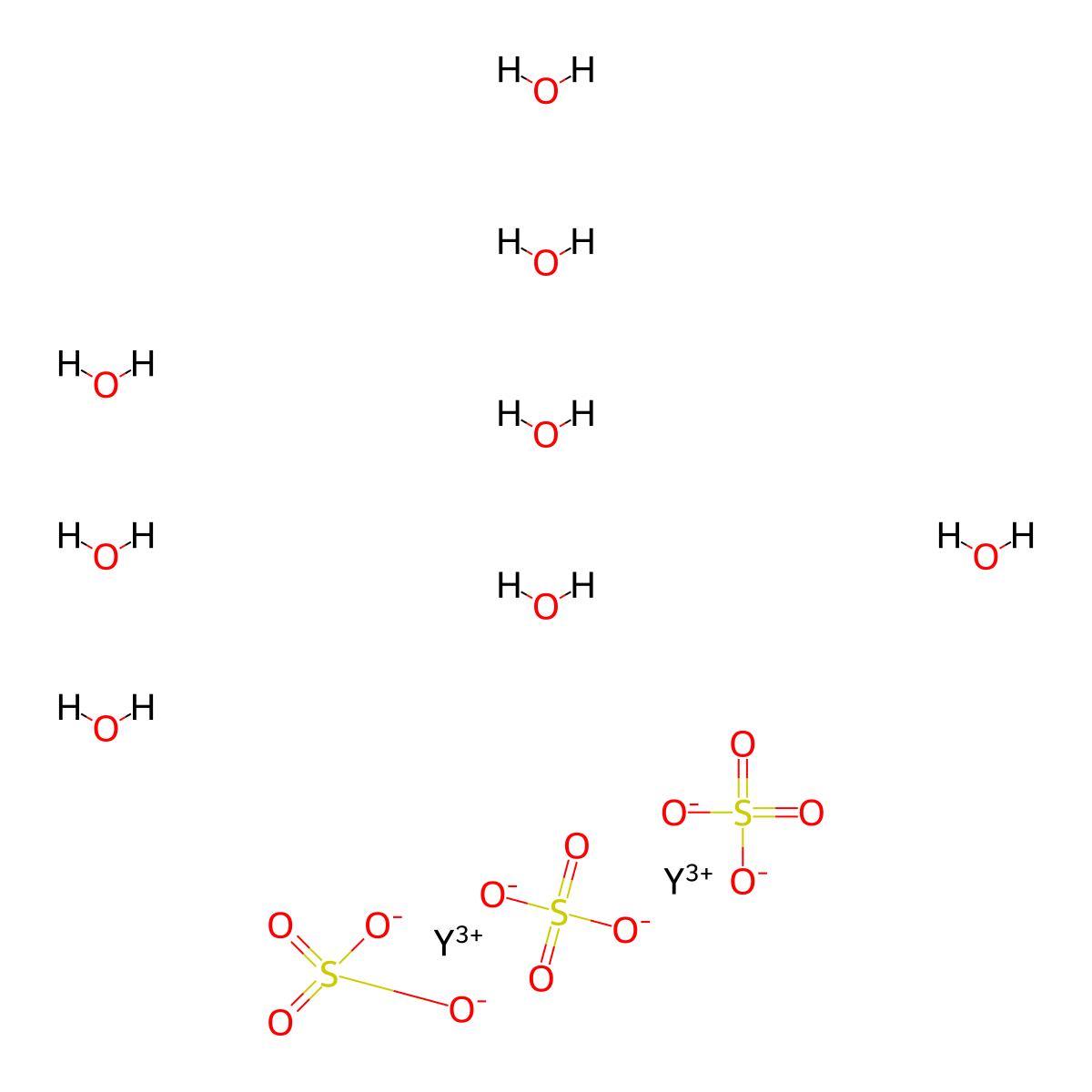 Sulfuric acid, yttrium(3+) salt (3:2), octahydrate molecular structure, CAS 7446-33-5
