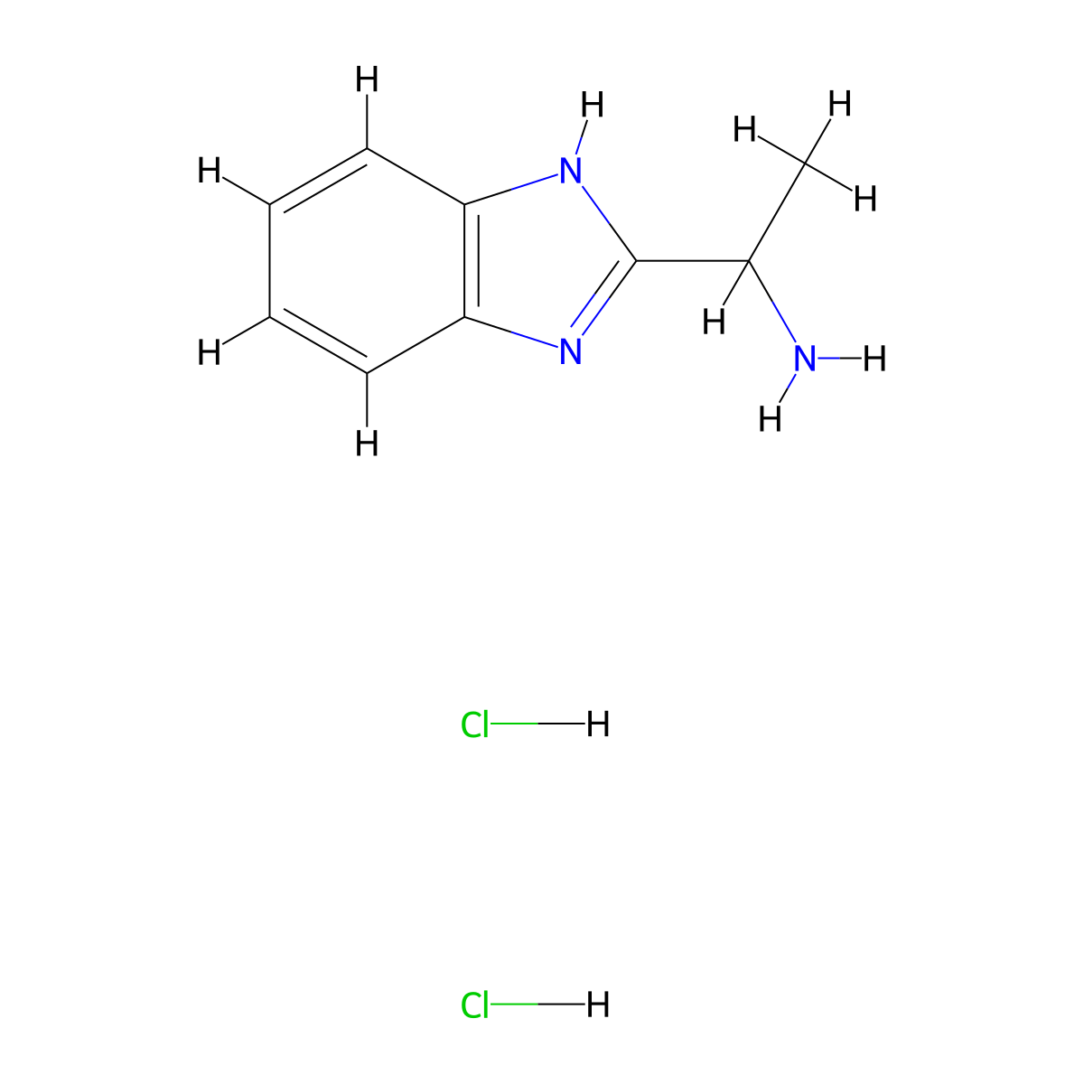 1-(1H-1,3-benzodiazol-2-yl)ethan-1-amine dihydrochloride molecular structure, CAS 74461-35-1