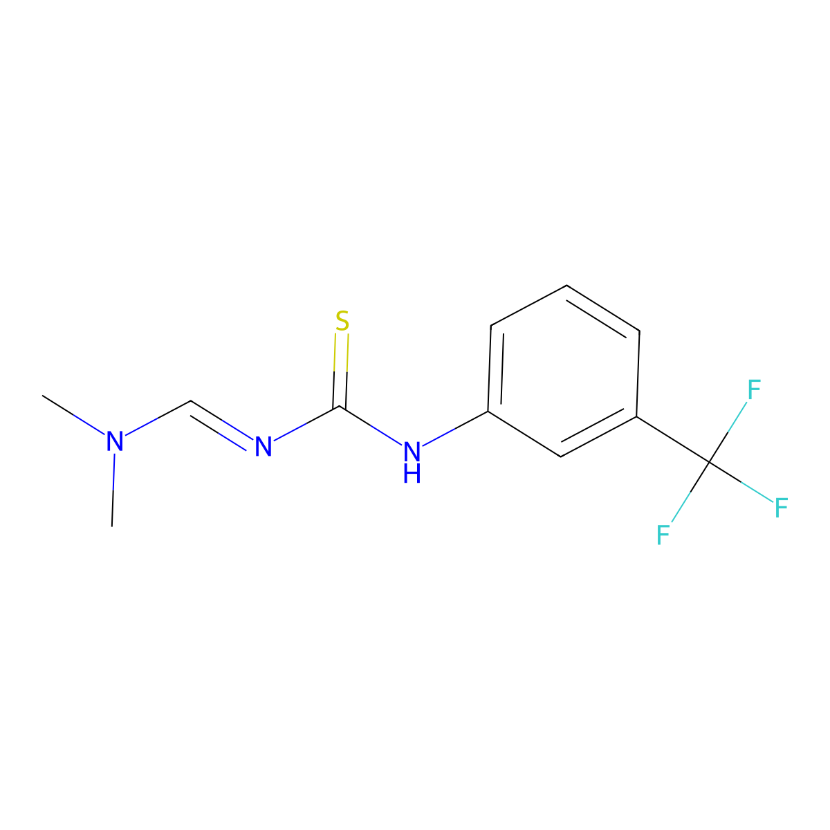 N-[(dimethylamino)methylene]-N'-[3-(trifluoromethyl)phenyl]thiourea molecular structure, CAS 74466-87-8