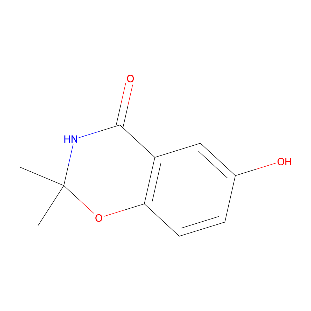 6-hydroxy-2,2-dimethyl-3,4-dihydro-2H-1,3-benzoxazin-4-one molecular structure, CAS 74469-70-8