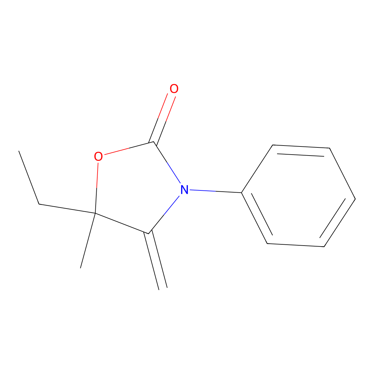 2-Oxazolidinone, 5-ethyl-5-methyl-4-methylene-3-phenyl- molecular structure, CAS 74470-78-3